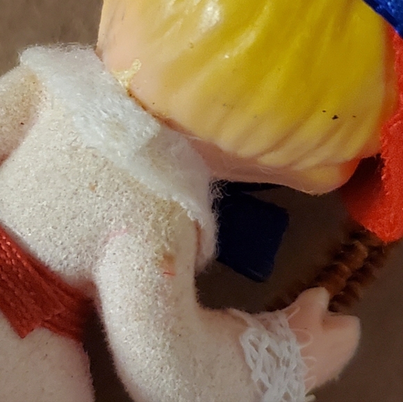 Vintage Flocked Plastic Face Little Bo Peep/Mary had a Little Lamb Ornament - Picture 11 of 12